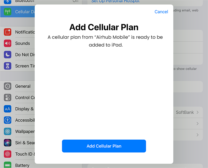 Add Cellular Plan