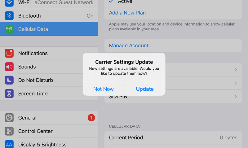 Carrier Settings Update
