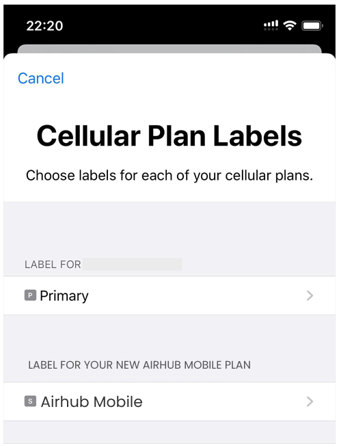 Cellular plan labels
