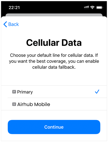 Choose cellular data