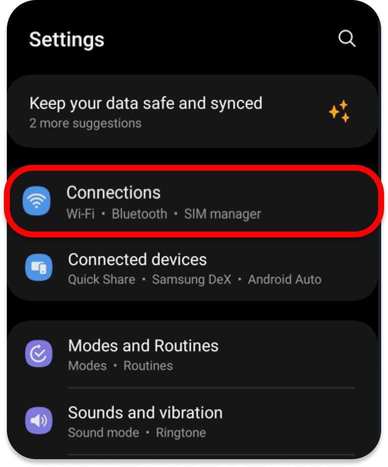 Step 2: Tap Connections