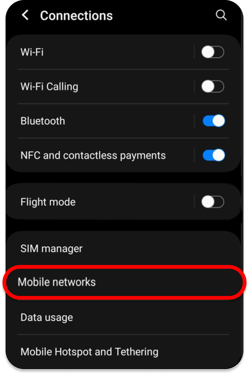 Step 3: Tap Mobile networks